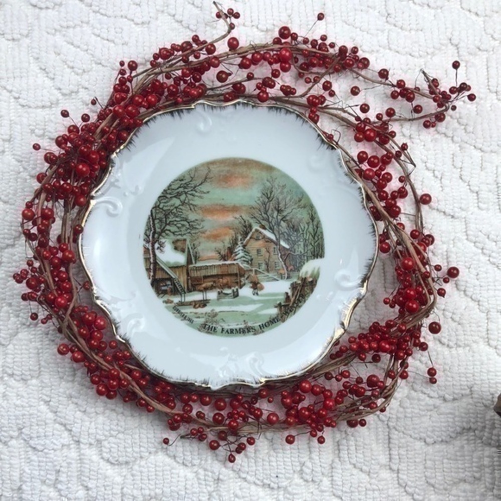 Vintage Courier & Ives “The Farmer’s Home - Winter” Collectible Plate - Picture 1 of 11
